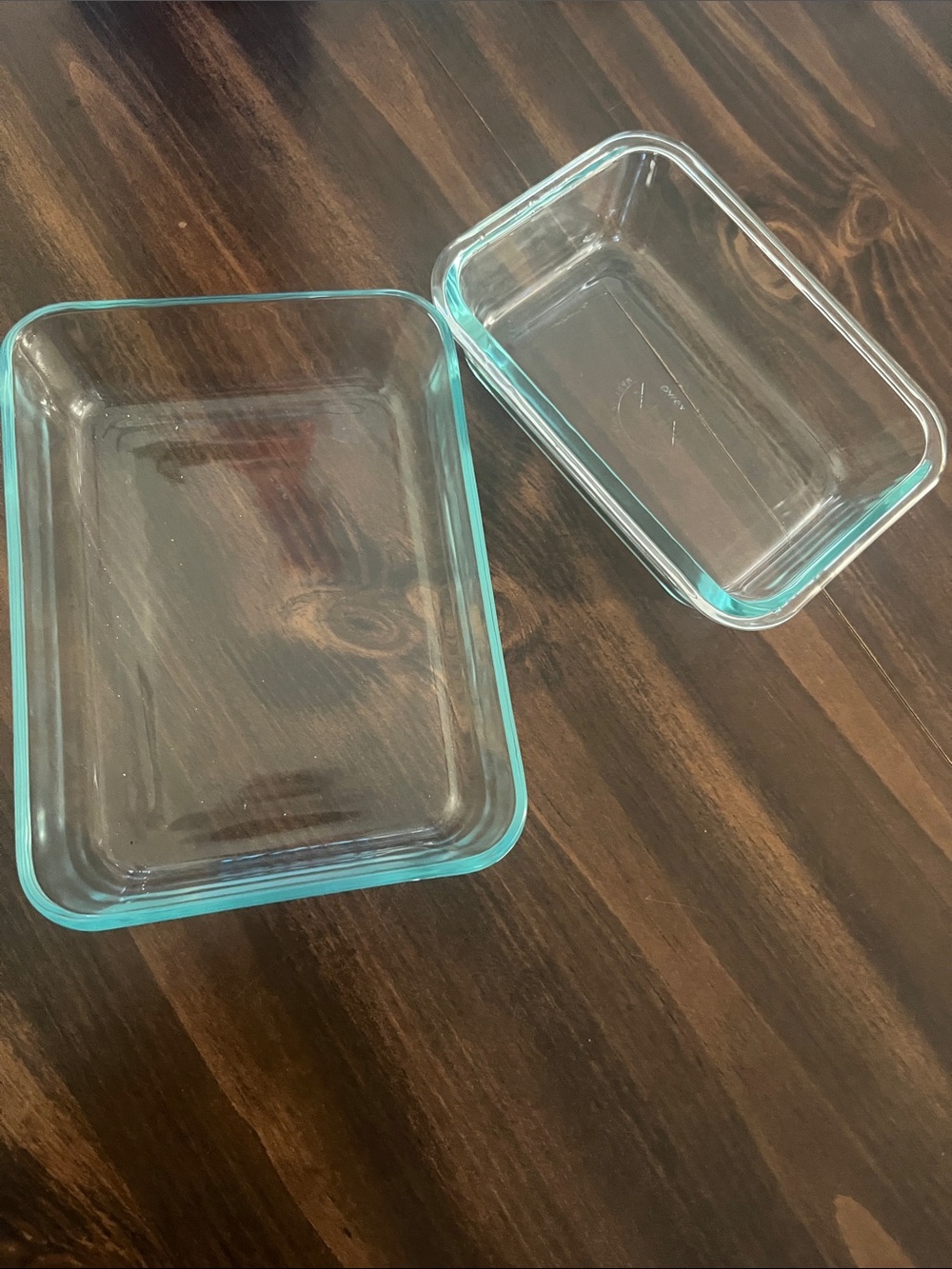 Pyrex Embossed Glass Marking with Aqua blue border (2) Firm Price